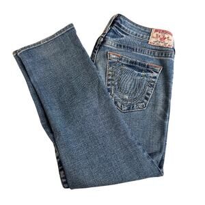 True Religion womens jeans Kate cropped denim pocket stitching & stretch Sz 28